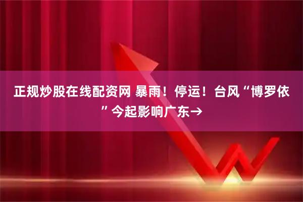 正规炒股在线配资网 暴雨！停运！台风“博罗依”今起影响广东→